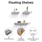 Mensola galleggiante grigia da 23,6 pollici con staffa invisibile per montaggio a parete in legno, perfetta per l'arredamento di bagno/camera da letto/cucina o per esporre libri/piante, facile da installare.