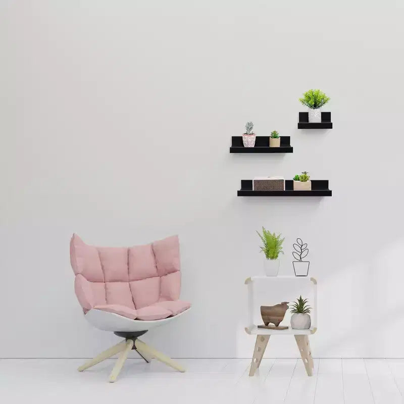 Mensola galleggiante nera da 40 cm, con supporti a scomparsa, in legno, per parete, perfetta per l'arredamento di bagno/camera da letto/cucina o per esporre libri/piante, facile da installare.