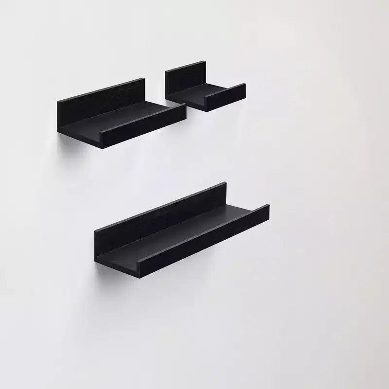 Mensola galleggiante nera da 40 cm, con supporti a scomparsa, in legno, per parete, perfetta per l'arredamento di bagno/camera da letto/cucina o per esporre libri/piante, facile da installare.