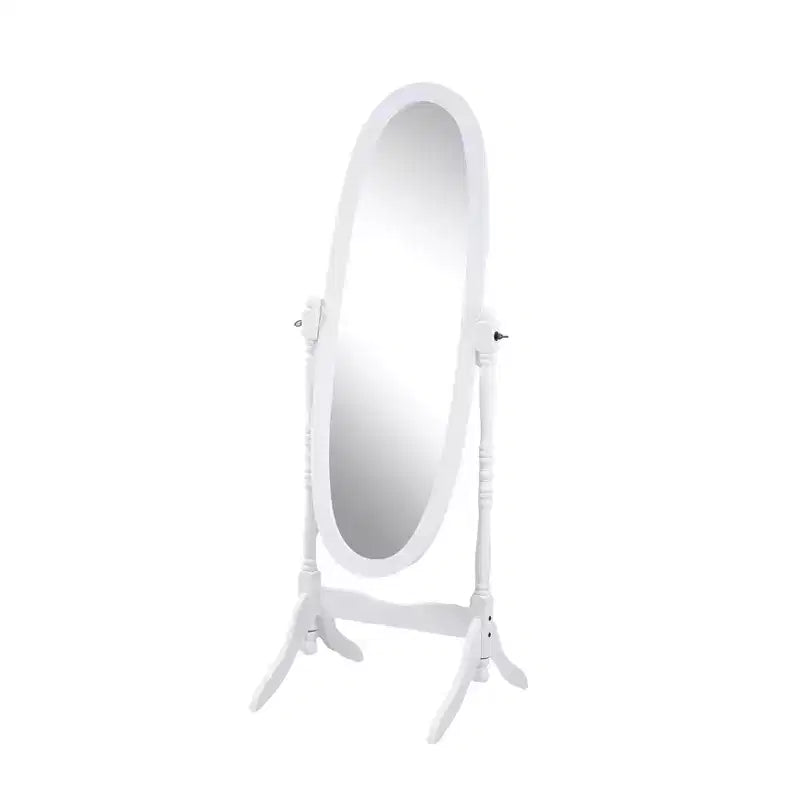 Specchio Decorativo a Figura Intera TUYOHW Anna Style per Camera da Letto, Spogliatoio, Specchio a Cheval Tradizionale a Terra con Cornice in Legno, Bianco
