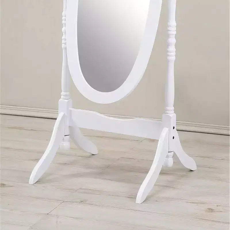 Specchio Decorativo a Figura Intera TUYOHW Anna Style per Camera da Letto, Spogliatoio, Specchio a Cheval Tradizionale a Terra con Cornice in Legno, Bianco