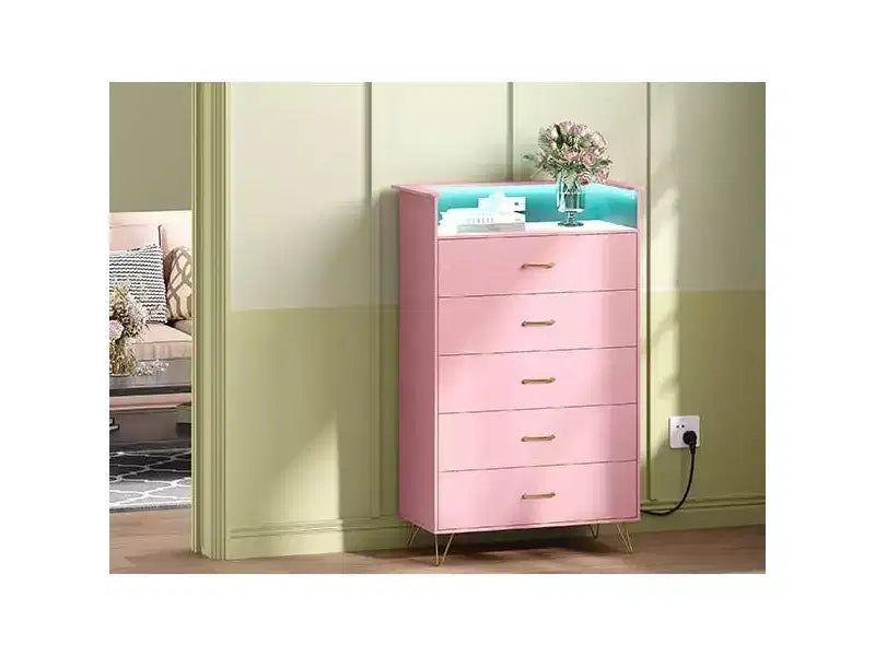 Cassettiera alta a 5 cassetti Acekool, comò moderno bianco con cassetti silenziosi, organizer contenitore resistente all'acqua per camera da letto, armadio, corridoio