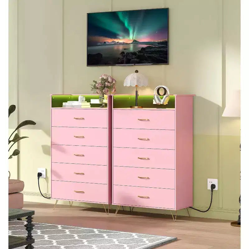 Cassettiera alta a 5 cassetti Acekool, comò moderno bianco con cassetti silenziosi, organizer contenitore resistente all'acqua per camera da letto, armadio, corridoio