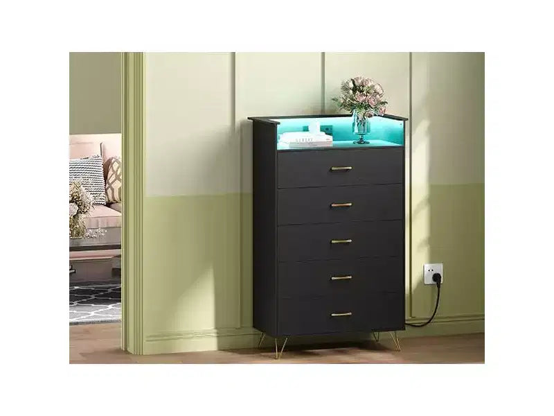 Cassettiera alta a 5 cassetti Acekool, comò moderno bianco con cassetti silenziosi, organizer contenitore resistente all'acqua per camera da letto, armadio, corridoio