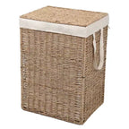 Cesto portabiancheria con coperchio e fodera rimovibile, in erba marina intrecciata, stile bohémien costiero, Happimess Reed