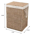 Cesto portabiancheria con coperchio e fodera rimovibile, in erba marina intrecciata, stile bohémien costiero, Happimess Reed