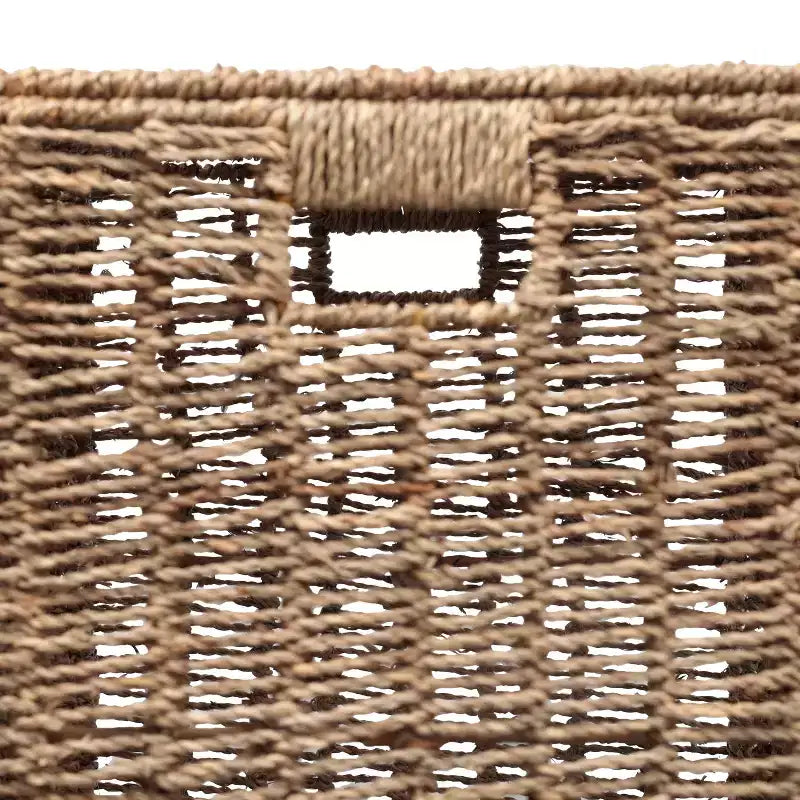 Cesto portabiancheria con coperchio e fodera rimovibile, in erba marina intrecciata, stile bohémien costiero, Happimess Reed