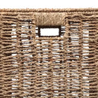 Cesto portabiancheria con coperchio e fodera rimovibile, in erba marina intrecciata, stile bohémien costiero, Happimess Reed