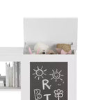 Libreria e armadietto portagiochi 3 in 1 per bambini con lavagna – Organizzatore moderno bianco per sala giochi