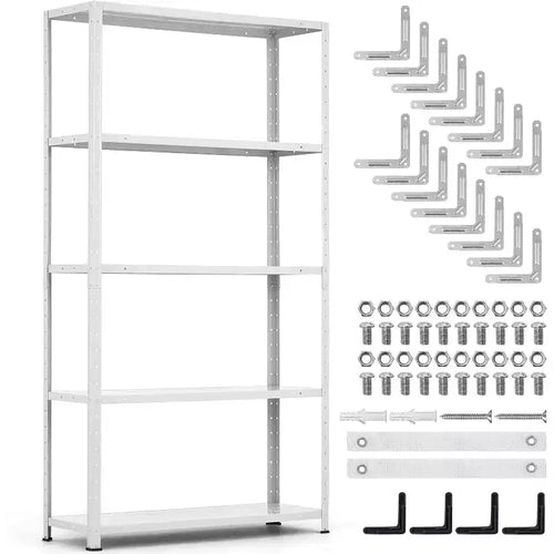 5 Tier Heavy Duty Steel Shelving Unit, Tall Bookshelf,500LBS Capacity,Garage Storage Shelves with Adjustable Height,Metal Shelves for Indoor Outdoor