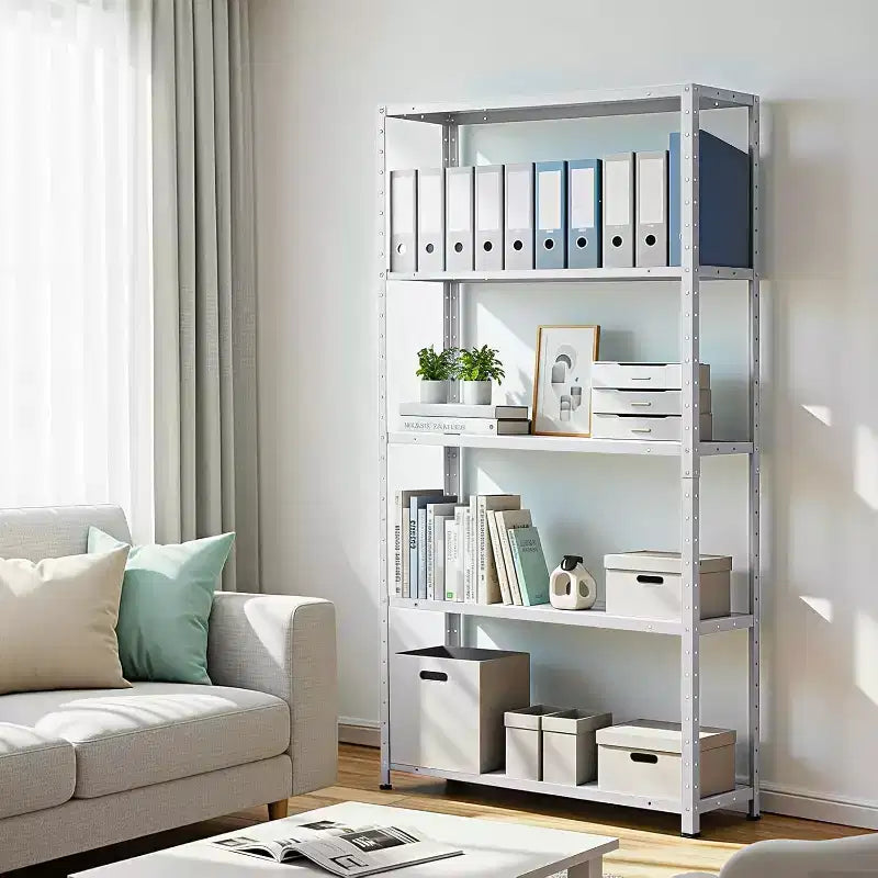 Scaffale a 5 ripiani in acciaio resistente, libreria alta, capacità 227 kg, scaffali da garage con altezza regolabile, scaffali in metallo per interni ed esterni