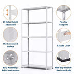 Scaffale a 5 ripiani in acciaio resistente, libreria alta, capacità 227 kg, scaffali da garage con altezza regolabile, scaffali in metallo per interni ed esterni