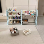 Organizzatore di giocattoli per bambini, Organizzatore di giocattoli con libreria a 2 ripiani, Contenitore per giocattoli con ripiano e 12 contenitori, Libreria e contenitore per giocattoli per sala giochi