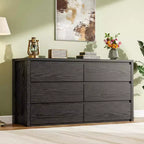 Rustic Farmhouse 6 Dresser for Bedroom,Wooden Drawer Dresser,Handle-Free Storage Cabinet with Drawers for Bedroom, Living Room, with Anti-Tip Safety