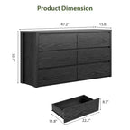 Cassettiera rustica da 6 cassetti per camera da letto, cassettiera in legno, armadio contenitore senza maniglie con cassetti per camera da letto, soggiorno, con sicurezza anti-ribaltamento