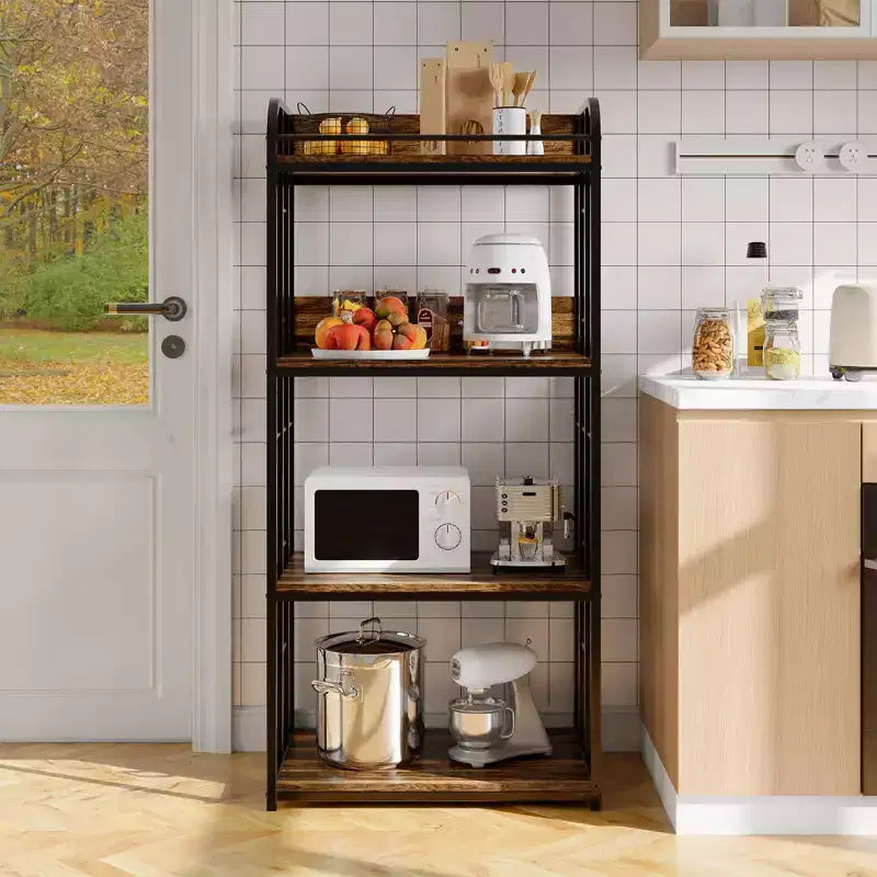 Scaffale da Panettiere da Cucina Resistente a 4 Ripiani Regolabili, Carrello Porta Microonde Indipendente per Riporre Oggetti in Cucina, Soggiorno, Garage