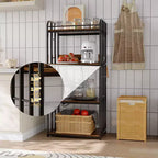 Scaffale da Panettiere da Cucina Resistente a 4 Ripiani Regolabili, Carrello Porta Microonde Indipendente per Riporre Oggetti in Cucina, Soggiorno, Garage
