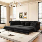 MAYEERTY 89 Divano a 3 posti in velluto con pouf mobile, divano letto estraibile 3 in 1, divano letto King Size nero
