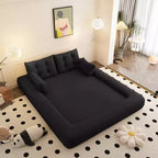 MAYEERTY 78.7 Divano Letto Pieghevole Multifunzionale, Divano Letto Trasformabile 3 in 1 in Tessuto Teddy Imbottito in Schiuma Nero