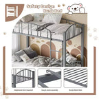 Letto a castello in metallo a una piazza e mezza, telaio per letti a castello resistente con sponde di sicurezza ad arco e scala di sicurezza, letto in acciaio per bambini, non necessita di rete a molle, rosa