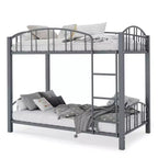 Letto a castello in metallo a una piazza e mezza, telaio per letti a castello resistente con sponde di sicurezza ad arco e scala di sicurezza, letto in acciaio per bambini, non necessita di rete a molle, rosa