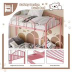 Letto a castello in metallo a una piazza e mezza, telaio per letti a castello resistente con sponde di sicurezza ad arco e scala di sicurezza, letto in acciaio per bambini, non necessita di rete a molle, rosa