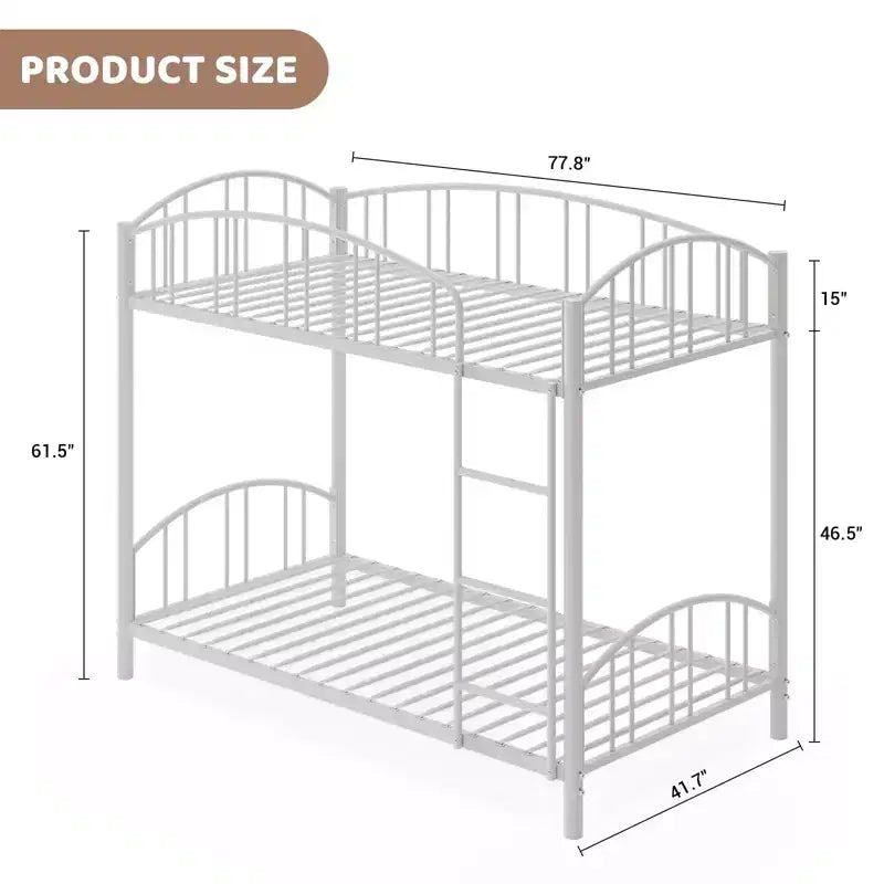 Letto a castello in metallo a una piazza e mezza, telaio per letti a castello resistente con sponde di sicurezza ad arco e scala di sicurezza, letto in acciaio per bambini, non necessita di rete a molle, rosa