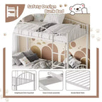 Letto a castello in metallo a una piazza e mezza, telaio per letti a castello resistente con sponde di sicurezza ad arco e scala di sicurezza, letto in acciaio per bambini, non necessita di rete a molle, rosa