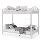 Letto a castello in metallo a una piazza e mezza, telaio per letti a castello resistente con sponde di sicurezza ad arco e scala di sicurezza, letto in acciaio per bambini, non necessita di rete a molle, rosa