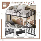 Letto a castello in metallo a una piazza e mezza, telaio per letti a castello resistente con sponde di sicurezza ad arco e scala di sicurezza, letto in acciaio per bambini, non necessita di rete a molle, rosa