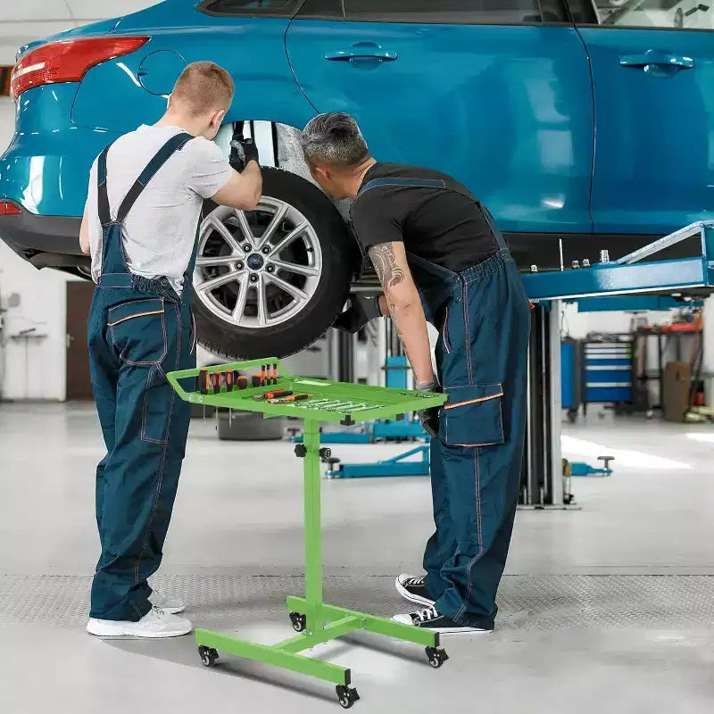 Vassoio portautensili COZONY per impieghi gravosi, tavolo da lavoro regolabile in acciaio con ruote per garage, officina, fai da te, capacità 100 kg