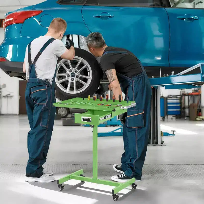 Vassoio portautensili COZONY per impieghi gravosi, tavolo da lavoro regolabile in acciaio con ruote per garage, officina, fai da te, capacità 100 kg