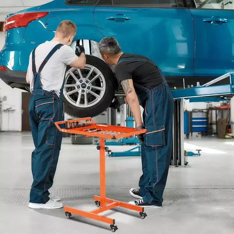 Vassoio portautensili COZONY per impieghi gravosi, tavolo da lavoro regolabile in acciaio con ruote per garage, officina, fai da te, capacità 100 kg