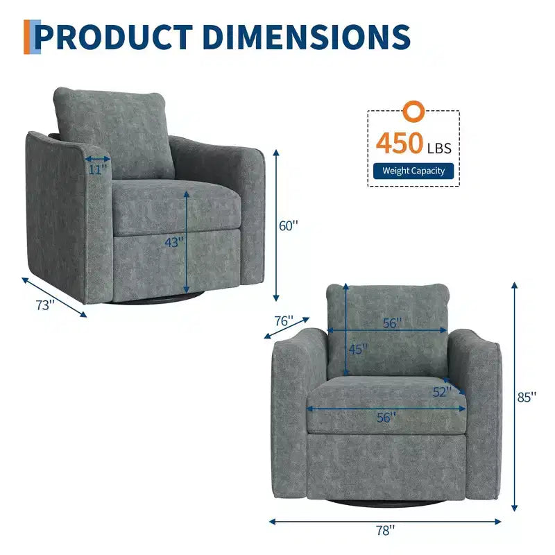 COZONY Poltrona Girevole a 360°, Poltroncina Moderna con Schienale Alto e Rivestimento in Lino per Soggiorno