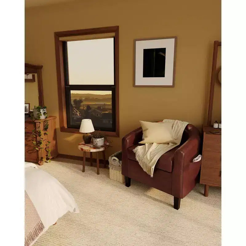 Poltrona a pozzetto, piccola poltrona con braccioli e cuscino in PU, 25x26.8x28, poltrona lounge in similpelle marrone, grigio e nero per spazi compatti
