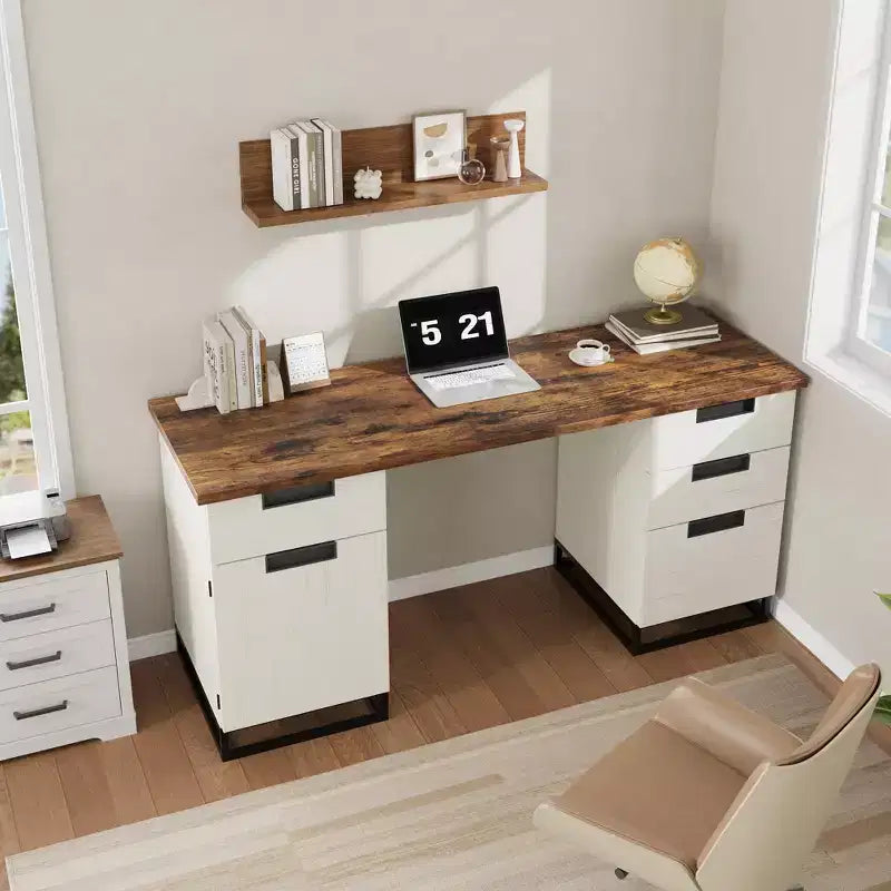 Scrivania da ufficio per agriturismo 59, scrivania per ufficio domestico con cassetto portadocumenti e armadietto, scrivania per computer per studio di lavoro