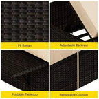 Sdraio da Esterno in Rattan per Patio, Sedia a Sdraio Reclinabile Regolabile per Piscina con Cuscino, Vimini PE, Sedia Prendisole per Spiaggia, Giardino, Set da 2