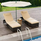 Sdraio da Esterno in Rattan per Patio, Sedia a Sdraio Reclinabile Regolabile per Piscina con Cuscino, Vimini PE, Sedia Prendisole per Spiaggia, Giardino, Set da 2