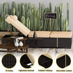 Sdraio da Esterno in Rattan per Patio, Sedia a Sdraio Reclinabile Regolabile per Piscina con Cuscino, Vimini PE, Sedia Prendisole per Spiaggia, Giardino, Set da 2
