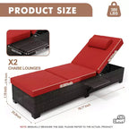Sdraio da Esterno in Rattan per Patio, Sedia a Sdraio Reclinabile Regolabile per Piscina con Cuscino, Vimini PE, Sedia Prendisole per Spiaggia, Giardino, Set da 2