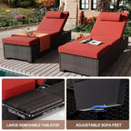 Sdraio da Esterno in Rattan per Patio, Sedia a Sdraio Reclinabile Regolabile per Piscina con Cuscino, Vimini PE, Sedia Prendisole per Spiaggia, Giardino, Set da 2