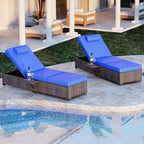 Sdraio da Esterno in Rattan per Patio, Sedia a Sdraio Reclinabile Regolabile per Piscina con Cuscino, Vimini PE, Sedia Prendisole per Spiaggia, Giardino, Set da 2