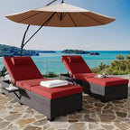 Sdraio da Esterno in Rattan per Patio, Sedia a Sdraio Reclinabile Regolabile per Piscina con Cuscino, Vimini PE, Sedia Prendisole per Spiaggia, Giardino, Set da 2