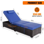Sdraio da Esterno in Rattan per Patio, Sedia a Sdraio Reclinabile Regolabile per Piscina con Cuscino, Vimini PE, Sedia Prendisole per Spiaggia, Giardino, Set da 2