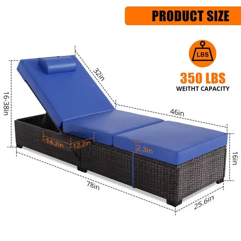 Sdraio da Esterno in Rattan per Patio, Sedia a Sdraio Reclinabile Regolabile per Piscina con Cuscino, Vimini PE, Sedia Prendisole per Spiaggia, Giardino, Set da 2