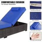 Sdraio da Esterno in Rattan per Patio, Sedia a Sdraio Reclinabile Regolabile per Piscina con Cuscino, Vimini PE, Sedia Prendisole per Spiaggia, Giardino, Set da 2