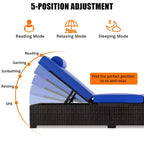 Sdraio da Esterno in Rattan per Patio, Sedia a Sdraio Reclinabile Regolabile per Piscina con Cuscino, Vimini PE, Sedia Prendisole per Spiaggia, Giardino, Set da 2