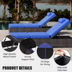 Sdraio da Esterno in Rattan per Patio, Sedia a Sdraio Reclinabile Regolabile per Piscina con Cuscino, Vimini PE, Sedia Prendisole per Spiaggia, Giardino, Set da 2