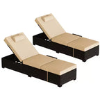 Sdraio da Esterno in Rattan per Patio, Sedia a Sdraio Reclinabile Regolabile per Piscina con Cuscino, Vimini PE, Sedia Prendisole per Spiaggia, Giardino, Set da 2