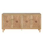 Clihome 63 Mobile Contenitore Grande con Maniglia in Metallo, Ante Intagliate a Fiori, Credenza Consolle Moderna in Legno con Ripiani Regolabili